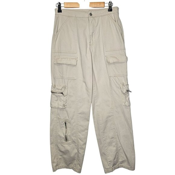 Sixty Six Beige Cargo Pants Junior 3 Utility Pockets Relaxed Fit Casual Everyday - Picture 1 of 9